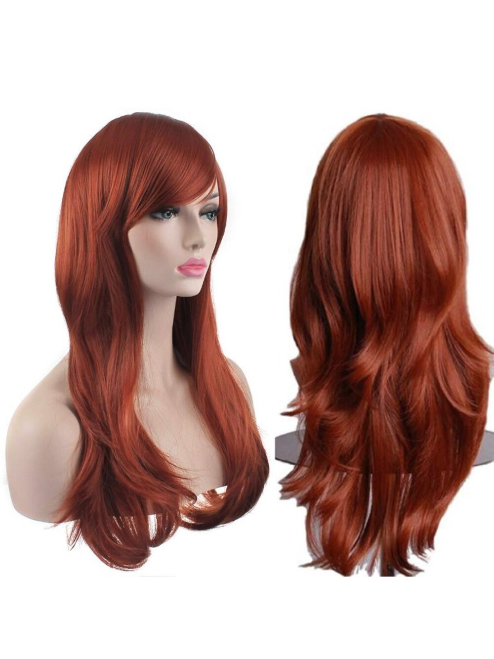 Women's Brown 28 Inch Classic Long Synthetic Wavy Cosplay Curly Hair Wigs